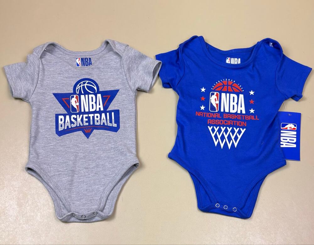 NBA Baby Bodysuit 2 Pack Size 18 Months Basketball Gray Blue NWT